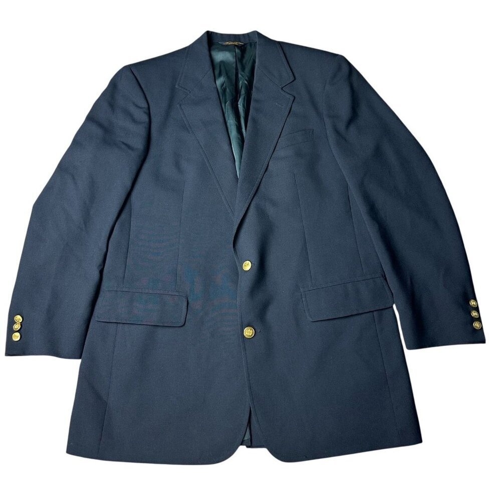 Brooks Brothers Navy Blue Gold Buttons Blazer Men Size 42 L